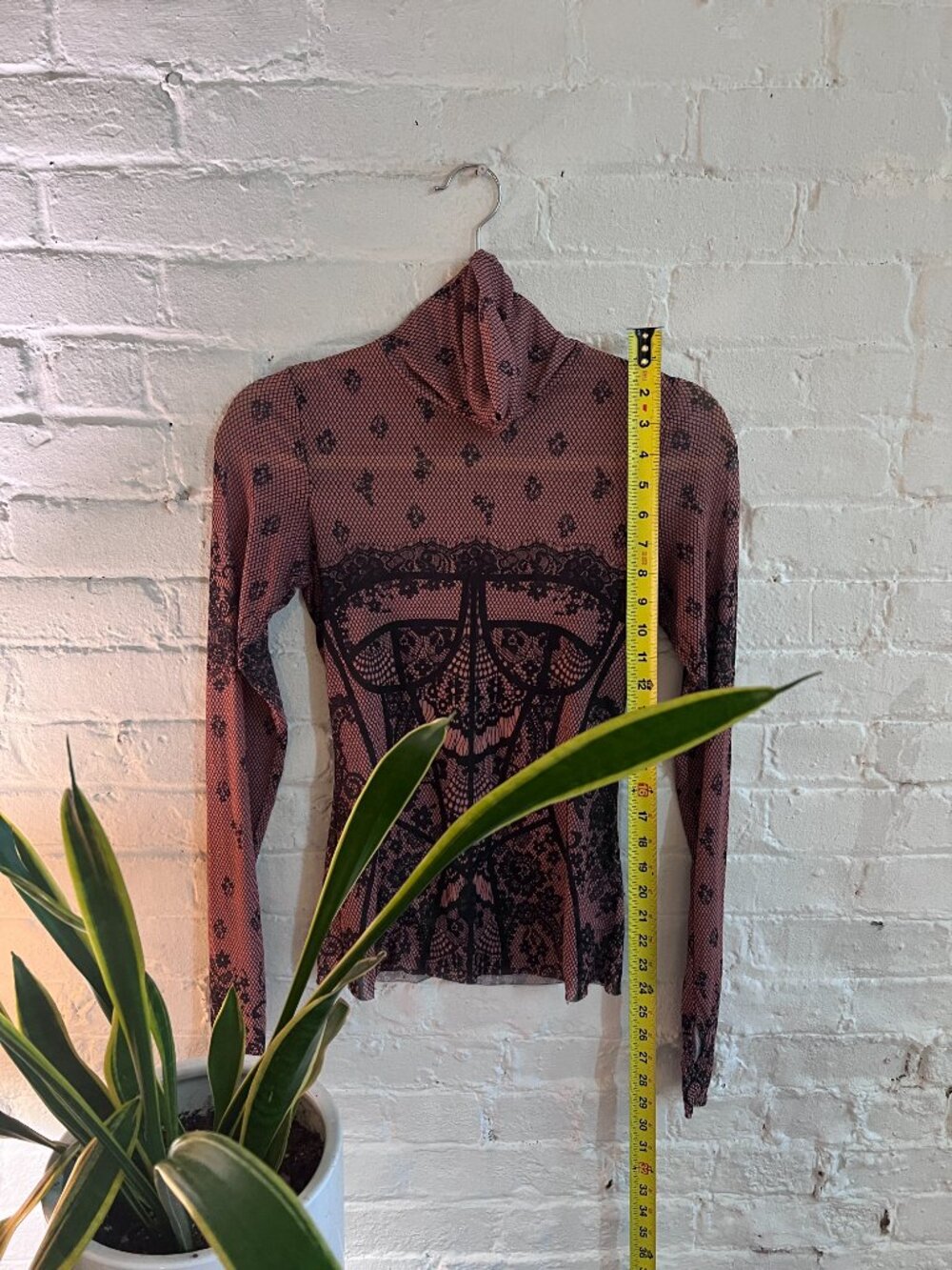 *NWOT* AFRM | Zadie Print Turtleneck Mesh Top In Noir Bustier (Size S/P) - Picture 4 of 9